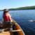 Kristen battling a decent smallie.  This was probably the best day of the trip, but it quickly turned ugly, with a STRONG south wind whipping up the lake quite quickly.  